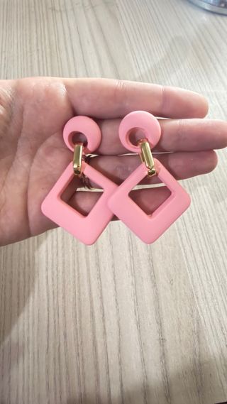 Orecchini pendenti rosa e oro