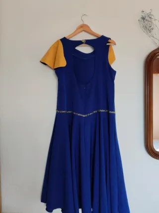 Vestido fiesta azul y amarillo hecho a medida