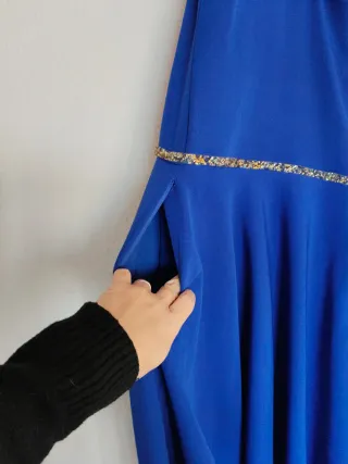 Vestido fiesta azul y amarillo hecho a medida