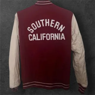 Chaqueta Universitaria Hollister Roja y Beige