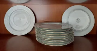 12 Platos Llanos Porcelana Santa Clara