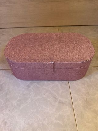 Joyero rosa con purpurina y espejo