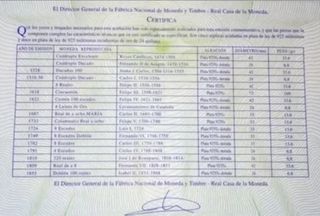 7 Monedas España plata con baño oro.