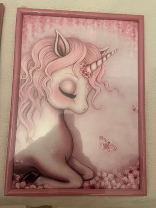 3 Cuadros Infantiles Sin Usar. Color Rosa.