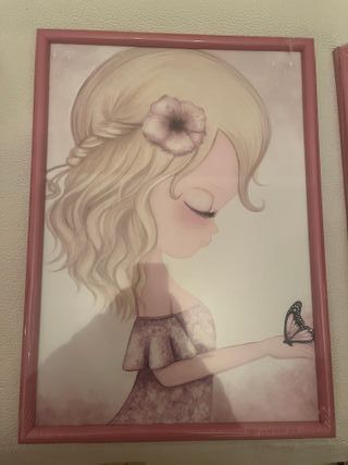 3 Cuadros Infantiles Sin Usar. Color Rosa.