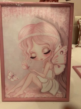 3 Cuadros Infantiles Sin Usar. Color Rosa.