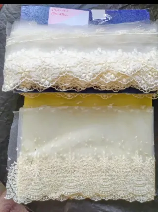 LOTE DE DOS PIEZAS DE PUNTILLA DE ENCAJE BEIGE n2