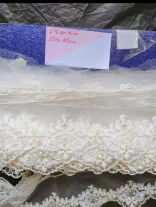 LOTE DE DOS PIEZAS DE PUNTILLA DE ENCAJE BEIGE n2