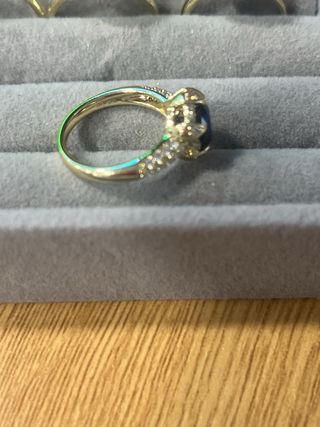 Anillo Oro 14K XP Talla 6 Zafiro Azul