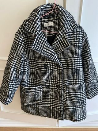 Abrigo niña cuadros blanco y negro cm 116 talla 6