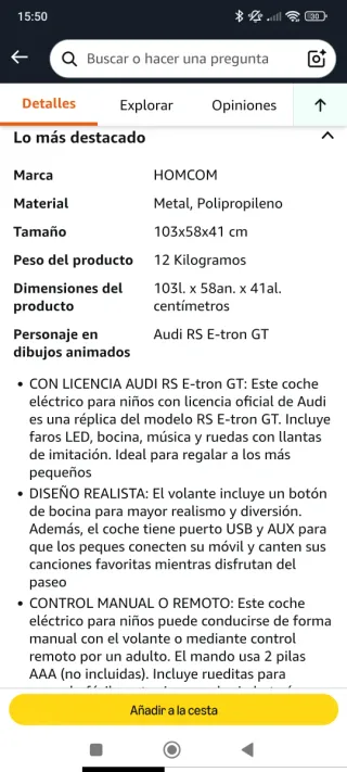 Coche Eléctrico Audi RS e-tron GT Azul