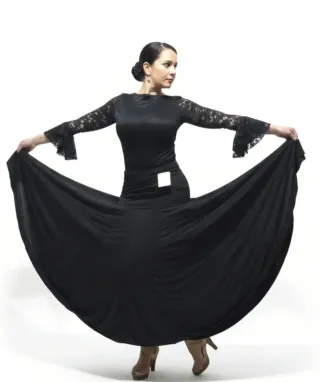 Falda Flamenco Elástica Negra, Roja,