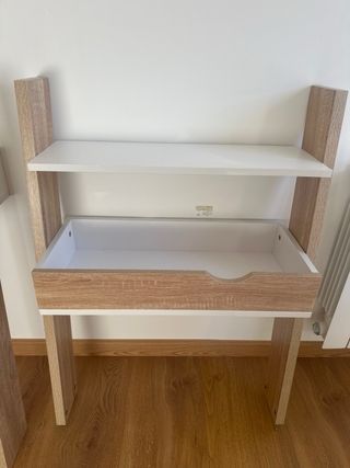 Escritorio de pared madera y blanco sobuy