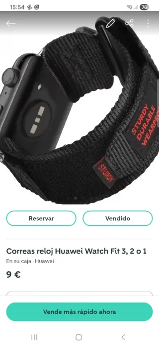 Correa Huawei Watch Fit 3, 2, 1 Negra