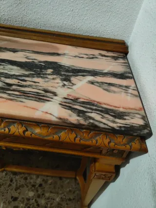 Consola vintage para recibidor madera tallada y má