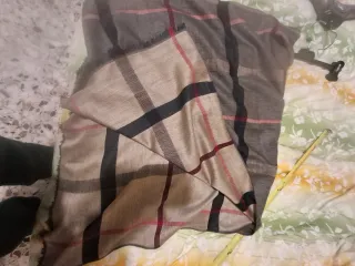 Sciarpa donna a quadri grigio e rosso