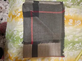 Sciarpa donna a quadri grigio e rosso