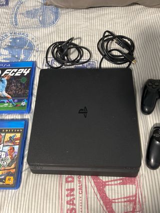 PS4 (PlayStation 4) Negra + 2 Mandos + juegos