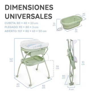 Bañera para bebé con cambiador. Regalo un cogin.