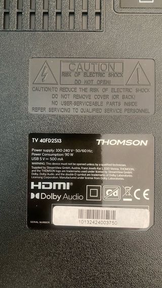 Placa TV Thomson 40” + Mando