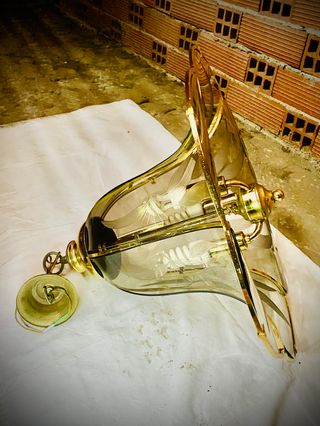 Lámpara colgante cristal y metal dorado (flor)