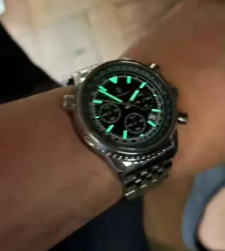 Reloj Hombre Cronógrafo Verde Plata