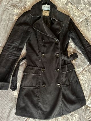 Abrigo de pana negro bershka