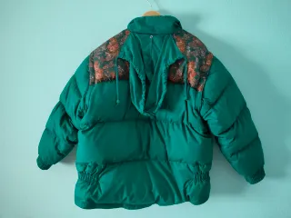 Abrigo plumífero acolchado Vintage Verde Floral