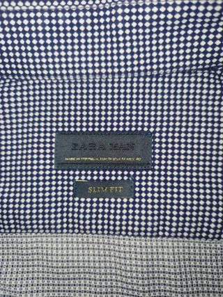 ZARA MAN Slim Fit Shirt Navy/White Micro Pattern