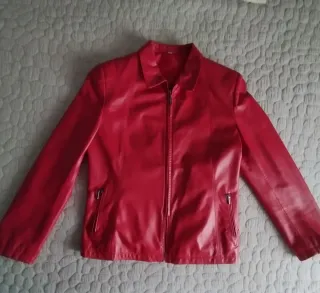Chaqueta de piel ovina roja Talla 36