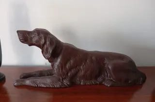 Escultura perro antigua francesa art decó.