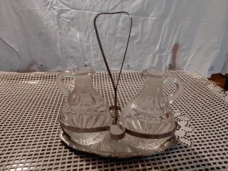 Set Oliera Vintage Vetro e Metallo