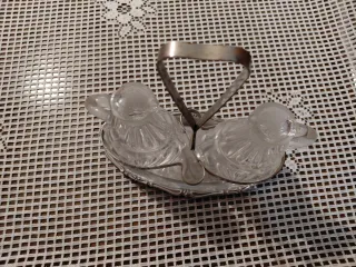 Set Oliera Vintage Vetro e Metallo