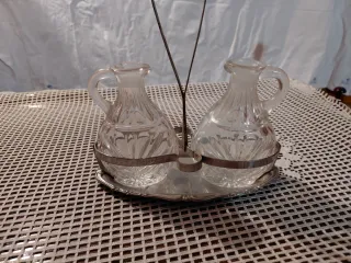 Set Oliera Vintage Vetro e Metallo