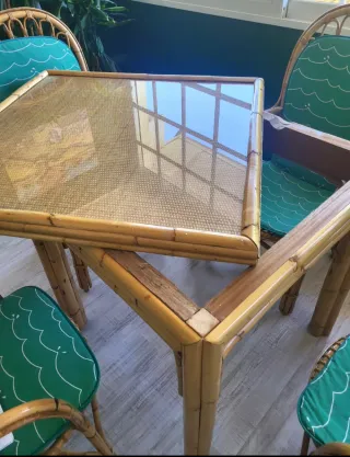 Conjunto Muebles Mimbre Mesas con sofa