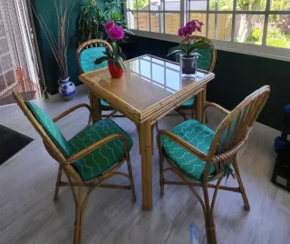 Conjunto Muebles Mimbre Mesas con sofa