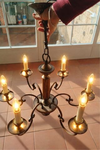 Lámpara de araña de techo en bronce