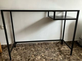 Mesa escritorio cristal y metal negra