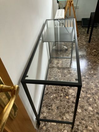 Mesa escritorio cristal y metal negra