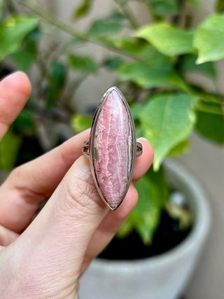 Anillo Mineral Rodocrosita Plata 925