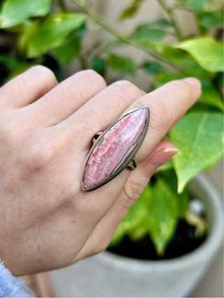 Anillo Mineral Rodocrosita Plata 925