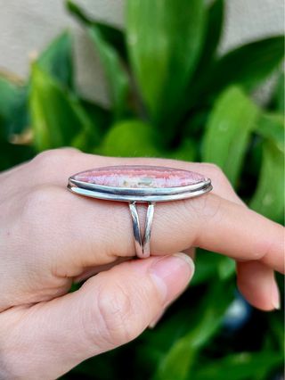 Anillo Mineral Rodocrosita Plata 925
