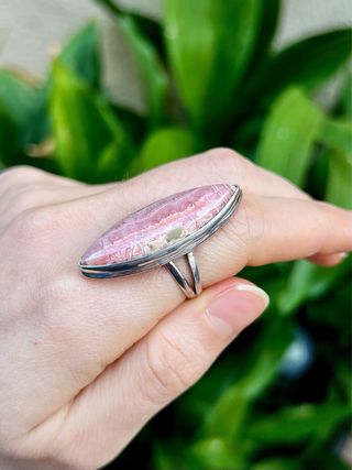 Anillo Mineral Rodocrosita Plata 925