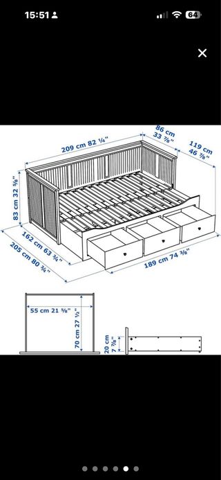 Cama Hemnes 200x80 cm blanca