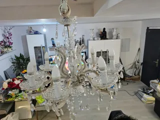 Lámpara araña cristal imitación plata