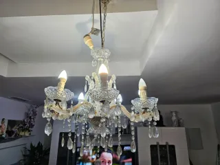 Lámpara araña cristal imitación plata