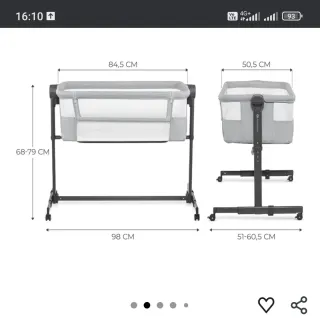 Cuna Kinderkraft gris con garantía