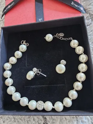 Conjunto de bisutería perlas y strass