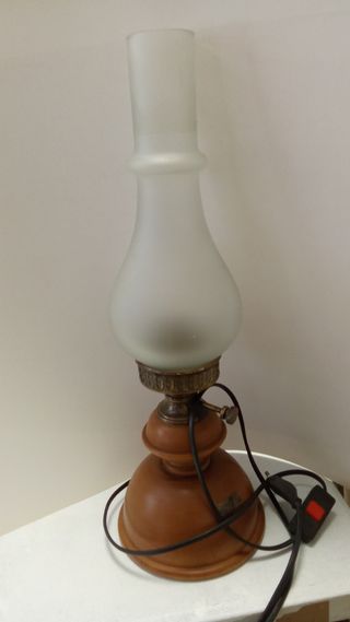 Lámpara de mesa terracota y cristal mide45cm de al