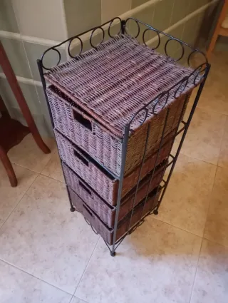 Verdulero Estantería Hierro y Mimbre